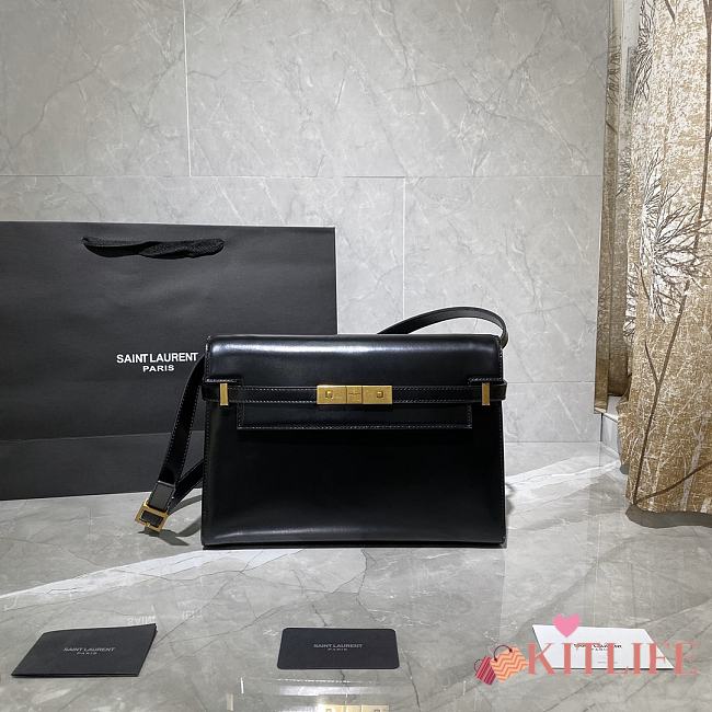 Forubags YSL Manhattan Shoulder Bag In Box Saint Laurent Leather Black – 579271 – 29x20.5x7 cm - 1