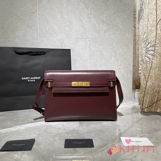 Forubags YSL Manhattan Shoulder Bag In Box Saint Laurent Leather Bordeaux Red – 579271 – 29x20.5x7 cm - 1