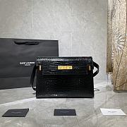 Forubags YSL Manhattan Shoulder Bag In Crocodile-Embossed Shiny Leather Gold Hardware Black – 579271 – 29x20.5x7 cm - 1