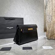 Forubags YSL Manhattan Shoulder Bag In Crocodile-Embossed Shiny Leather Gold Hardware Black – 579271 – 29x20.5x7 cm - 4