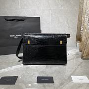 Forubags YSL Manhattan Shoulder Bag In Crocodile-Embossed Shiny Leather Gold Hardware Black – 579271 – 29x20.5x7 cm - 3
