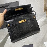 Forubags YSL Manhattan Shoulder Bag In Crocodile-Embossed Shiny Leather Gold Hardware Black – 579271 – 29x20.5x7 cm - 2