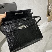 Forubags YSL Manhattan Shoulder Bag In Crocodile-Embossed Shiny Leather Silver Hardware Black – 579271 – 29x20.5x7 cm - 4