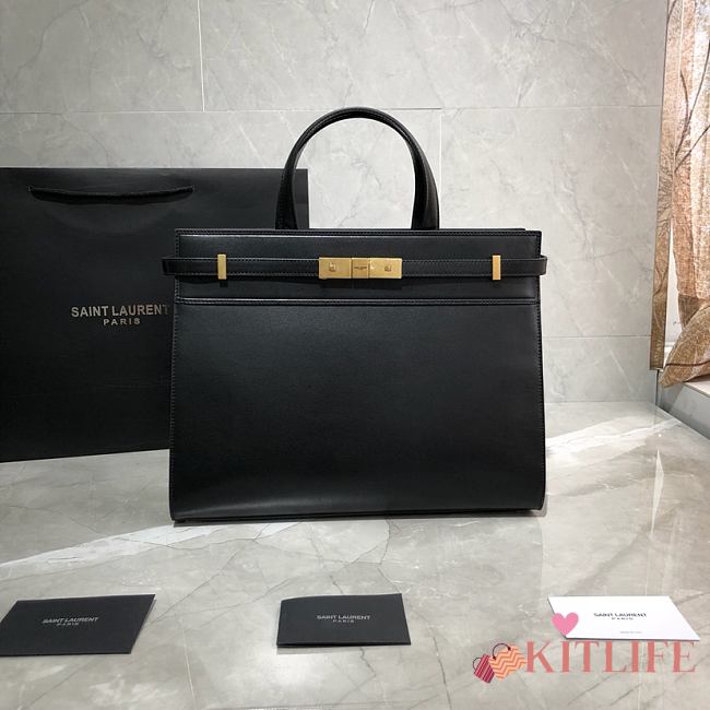 Forubags YSL Manhattan Small Shopping Bag In Box Saint Laurent Leather Black – 568702 – 32x25x12 cm - 1