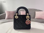 Forubags Dior Amour Lady Dior Sheep Leather Heart-Shaped Pattern Rattan Plaid Black – 17 x 15 x 7 cm - 4