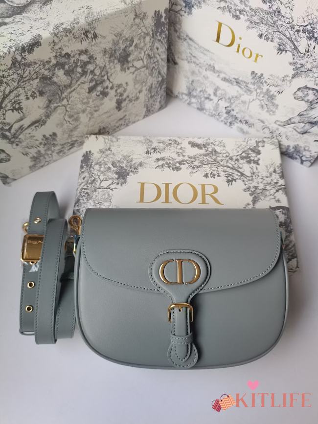 Forubags Dior Bobby Bag Latte Box Calfskin Mini Grey – 9268 – 18x15x6 cm - 1