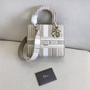 Forubags Dior Lady D-Lite Bag Stripe Series Grey – #950 – 24x20x11 cm