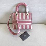 Forubags Dior Lady D-Lite Bag Stripe Series Pink – #950 – 24x20x11 cm - 3