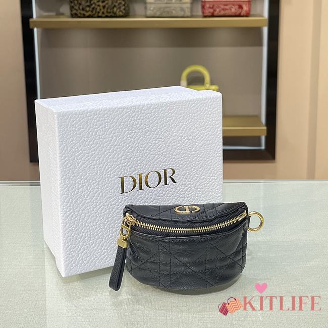 Forubags Dior Detachable Caro Half-Moon Coin Purse Black –11.5x7x5 cm - 1