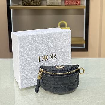 Forubags Dior Detachable Caro Half-Moon Coin Purse Black –11.5x7x5 cm