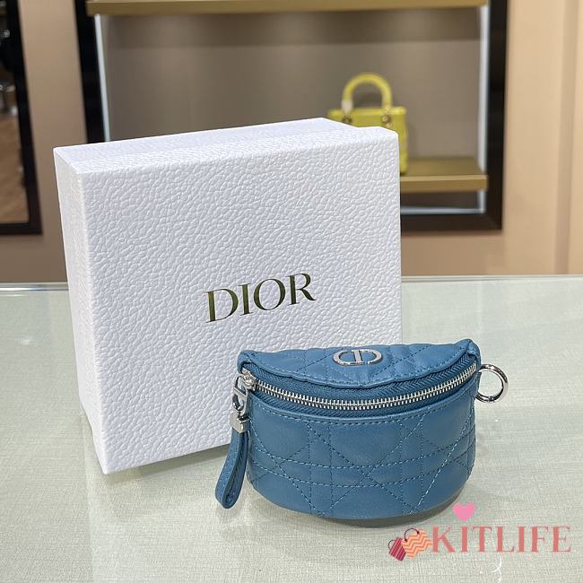 Forubags Dior Detachable Caro Half-Moon Coin Purse Blue –11.5x7x5 cm - 1