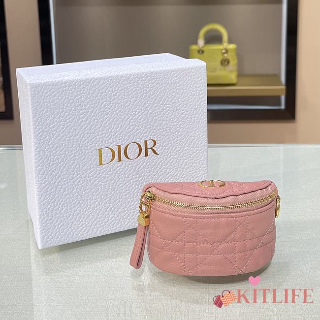 Forubags Dior Detachable Caro Half-Moon Coin Purse Pink –11.5x7x5 cm - 1