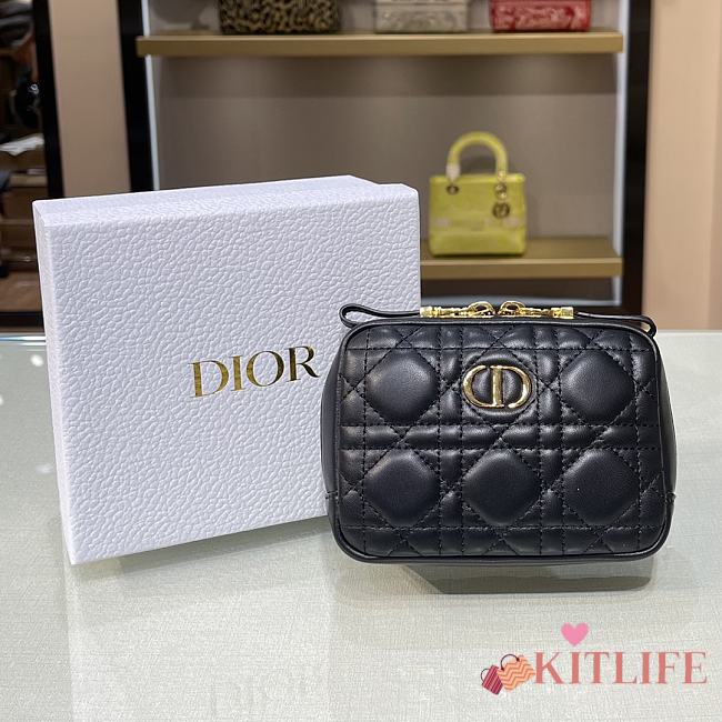 Forubags Dior Caro Zipper Small Pouch Black  –15x10.5x4 cm - 1