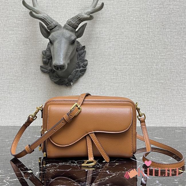Forubags Dior Saddle Double Pouch Soft Cowhide Cognac-Colored – S5668C – 19x10.5x5cm - 1