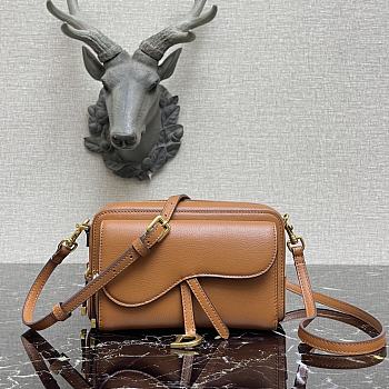 Forubags Dior Saddle Double Pouch Soft Cowhide Cognac-Colored – S5668C – 19x10.5x5cm