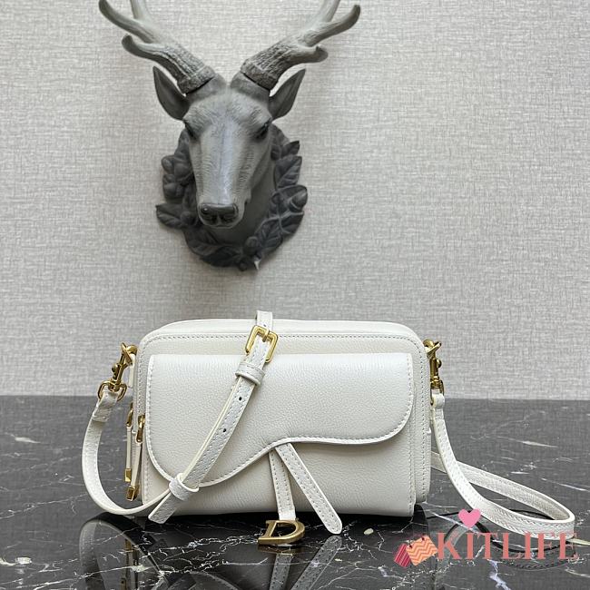 Forubags Dior Saddle Double Pouch Soft Cowhide White – S5668C – 19x10.5x5cm - 1