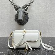 Forubags Dior Saddle Double Pouch Soft Cowhide White – S5668C – 19x10.5x5cm - 1