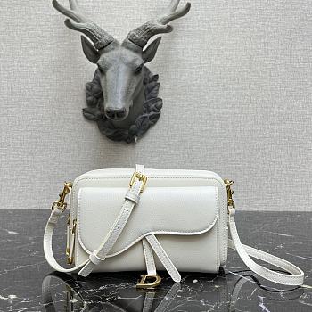 Forubags Dior Saddle Double Pouch Soft Cowhide White – S5668C – 19x10.5x5cm