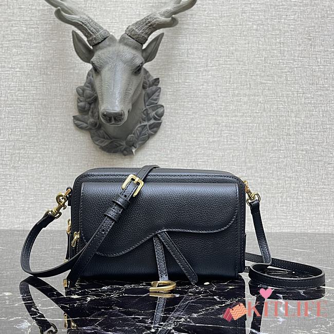 Forubags Dior Saddle Double Pouch Soft Cowhide Black – S5668C – 19x10.5x5cm - 1