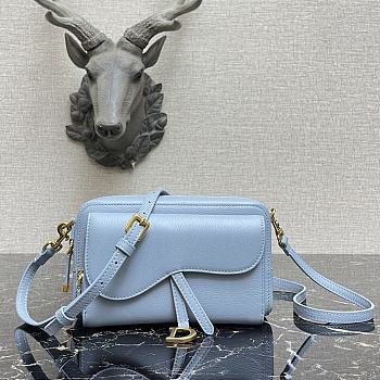 Forubags Dior Saddle Double Pouch Soft Cowhide Blue – S5668C – 19x10.5x5cm