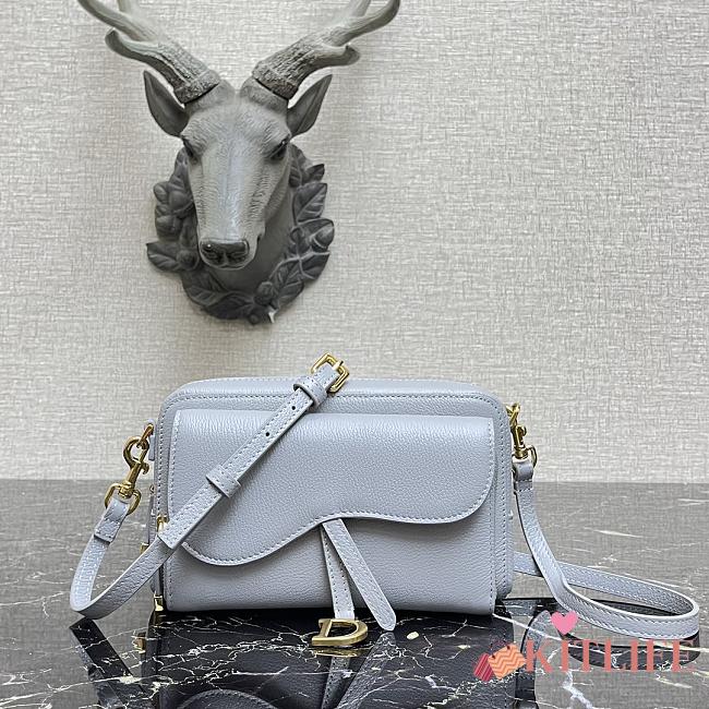 Forubags Dior Saddle Double Pouch Soft Cowhide Light Blue – S5668C – 19x10.5x5cm - 1