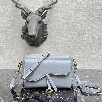 Forubags Dior Saddle Double Pouch Soft Cowhide Light Blue – S5668C – 19x10.5x5cm