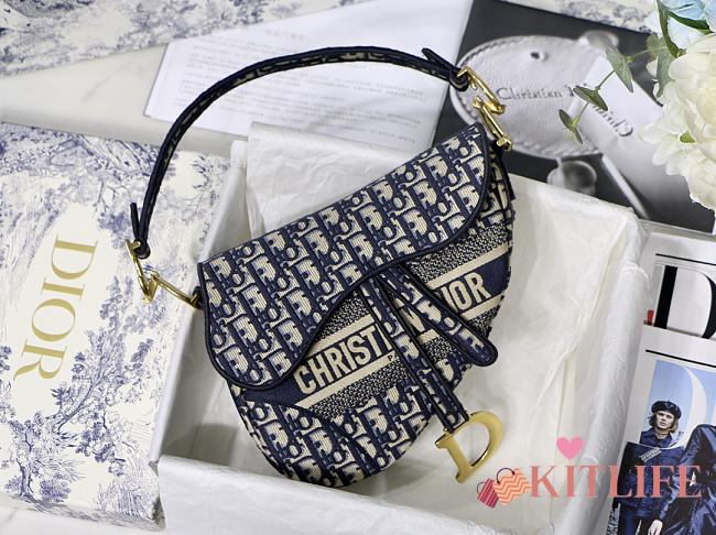 Forubags Dior Saddle Oblique Embroidery Blue - M9001 – 25.5 x 20 x 6.5 cm - 1