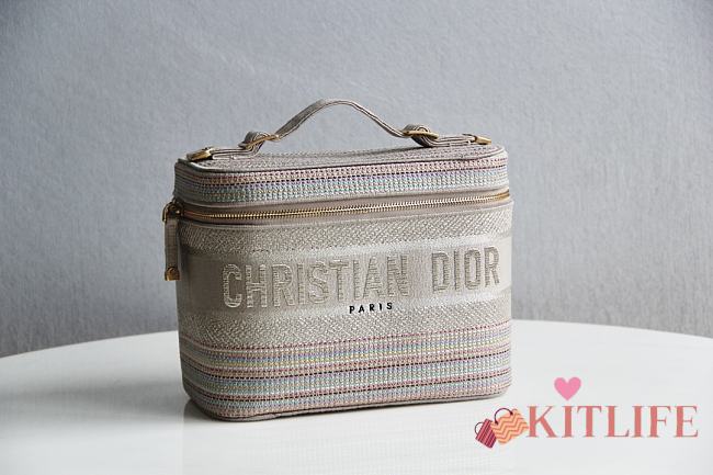 Forubags Dior Travel Striped Cosmetic Bag – 9012 - 24x17x13.5 cm - 1