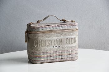 Forubags Dior Travel Striped Cosmetic Bag – 9012 - 24x17x13.5 cm