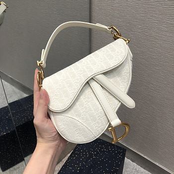 Dior Saddle Bag White Cloth Shipping - 19.5 cm 