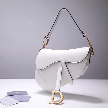 Forubags Dior Saddle Grained Leather White - 6816 - 25.5x20x6.5 cm