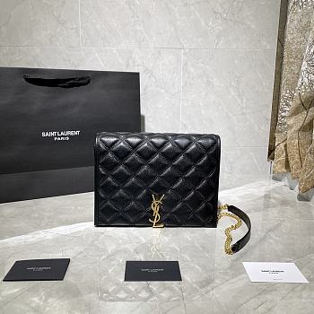 Forubags YSL Becky Diamond Quilted Lambskin Chain Bag Black - 629246 - 25x17x7 cm