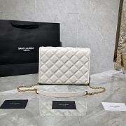 Forubags YSL Becky Diamond Quilted Lambskin Chain Bag White - 629246 - 25x17x7 cm - 6