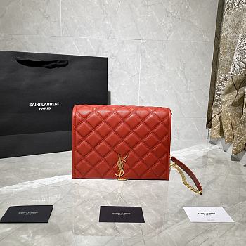 Forubags YSL Becky Diamond Quilted Lambskin Chain Bag Red - 629246 - 25x17x7 cm