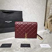 Forubags YSL Becky Diamond Quilted Lambskin Chain Bag Bordeaux Red - 629246 - 25x17x7 cm - 1