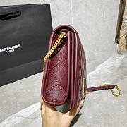 Forubags YSL Becky Diamond Quilted Lambskin Chain Bag Bordeaux Red - 629246 - 25x17x7 cm - 5