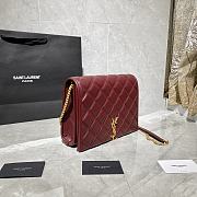 Forubags YSL Becky Diamond Quilted Lambskin Chain Bag Bordeaux Red - 629246 - 25x17x7 cm - 2