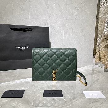 Forubags YSL Becky Diamond Quilted Lambskin Chain Bag Green - 629246 - 25x17x7 cm