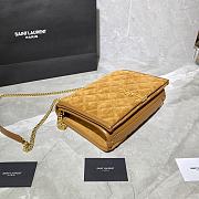 Forubags YSL Becky Diamond Velvet Leather Chain Bag Deep Yellow - 629246 - 25x17x7 cm - 3