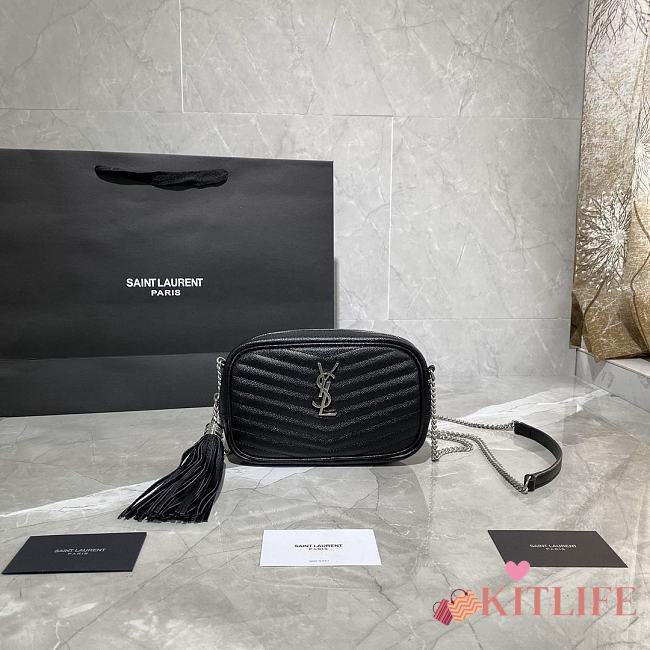 Forubags YSL Lou Mini Imported Cowhide Camera Bag Silver Logo Black  – 585040 - 18×10×5 cm - 1