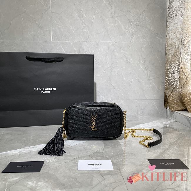 Forubags YSL Lou Mini Imported Cowhide Camera Bag Gold Logo Black  – 585040 - 18×10×5 cm - 1