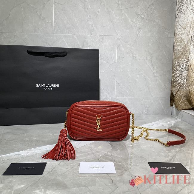 Forubags YSL Lou Mini Imported Cowhide Camera Bag Red – 585040 - 18×10×5 cm - 1
