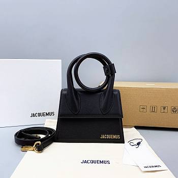 Forubags Jacquemus Medium Ox Velvet Black – 2102 – 18x15.5x8 cm