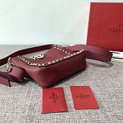 Forubags Valentino Garavani Rockstud Calfskin Hobo Handbag Bordeaux Red – 50029# – 18.5×18.5× 6.5 cm - 6