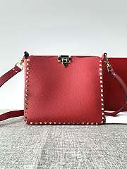 Forubags Valentino Garavani Rockstud Soft Cowhide Hobo Handbag Red – 50031S# – 27×7×25 cm - 1