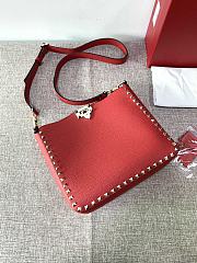 Forubags Valentino Garavani Rockstud Soft Cowhide Hobo Handbag Red – 50031S# – 27×7×25 cm - 2