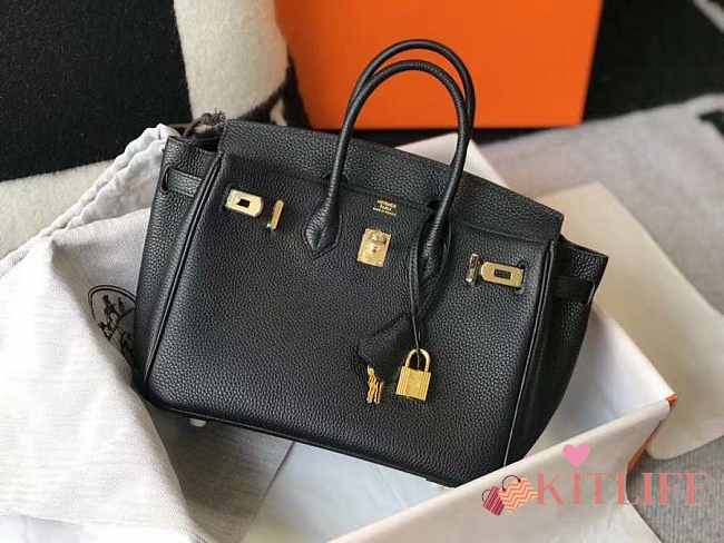 Forubags Hermes Birkin Tote Bag Black Golden 13x18x25 cm - 1