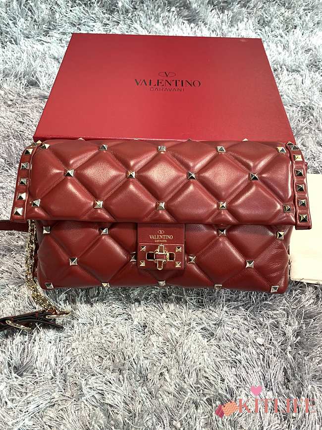 Forubags Valentino Rockstub Imported Lambskin Leather Shoulder Bag Red – 0058 – 15×10×27 cm - 1