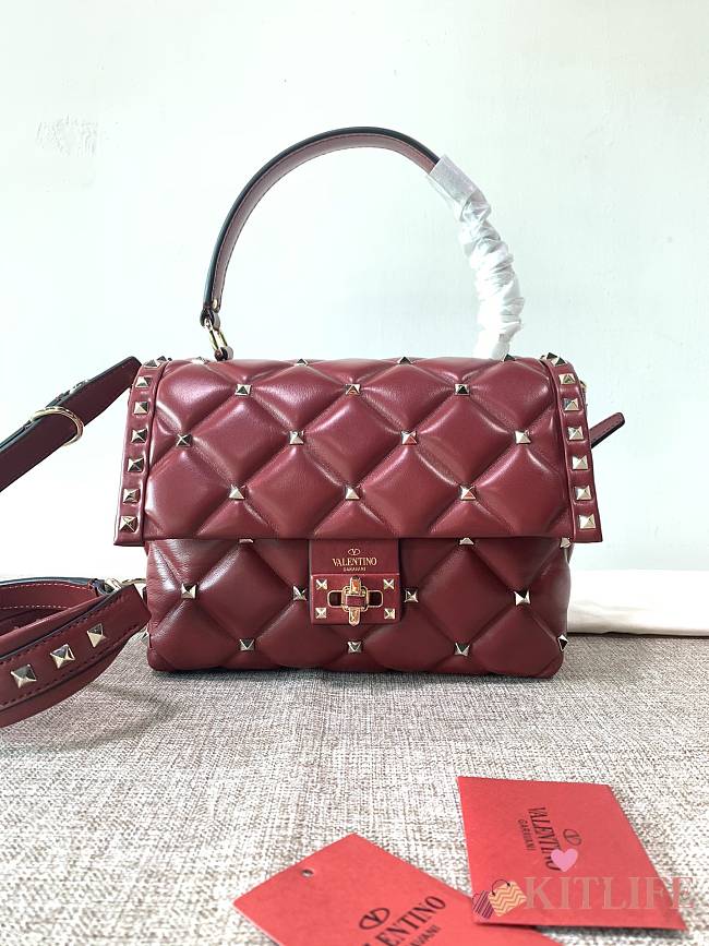 Forubags Valentino Candystub Genuine Bag Gold Hardware Bordeaux Red – 0055 – 23×11×17 cm - 1