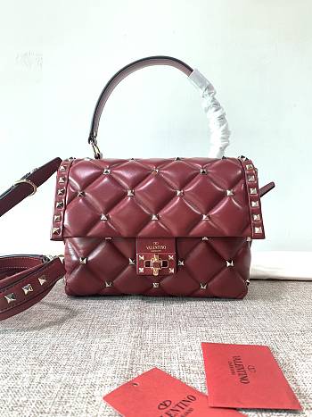 Forubags Valentino Candystub Genuine Bag Gold Hardware Bordeaux Red – 0055 – 23×11×17 cm